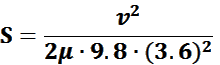 S=v~v(2~ʁ~9.8~3.6~3.6)c(m)